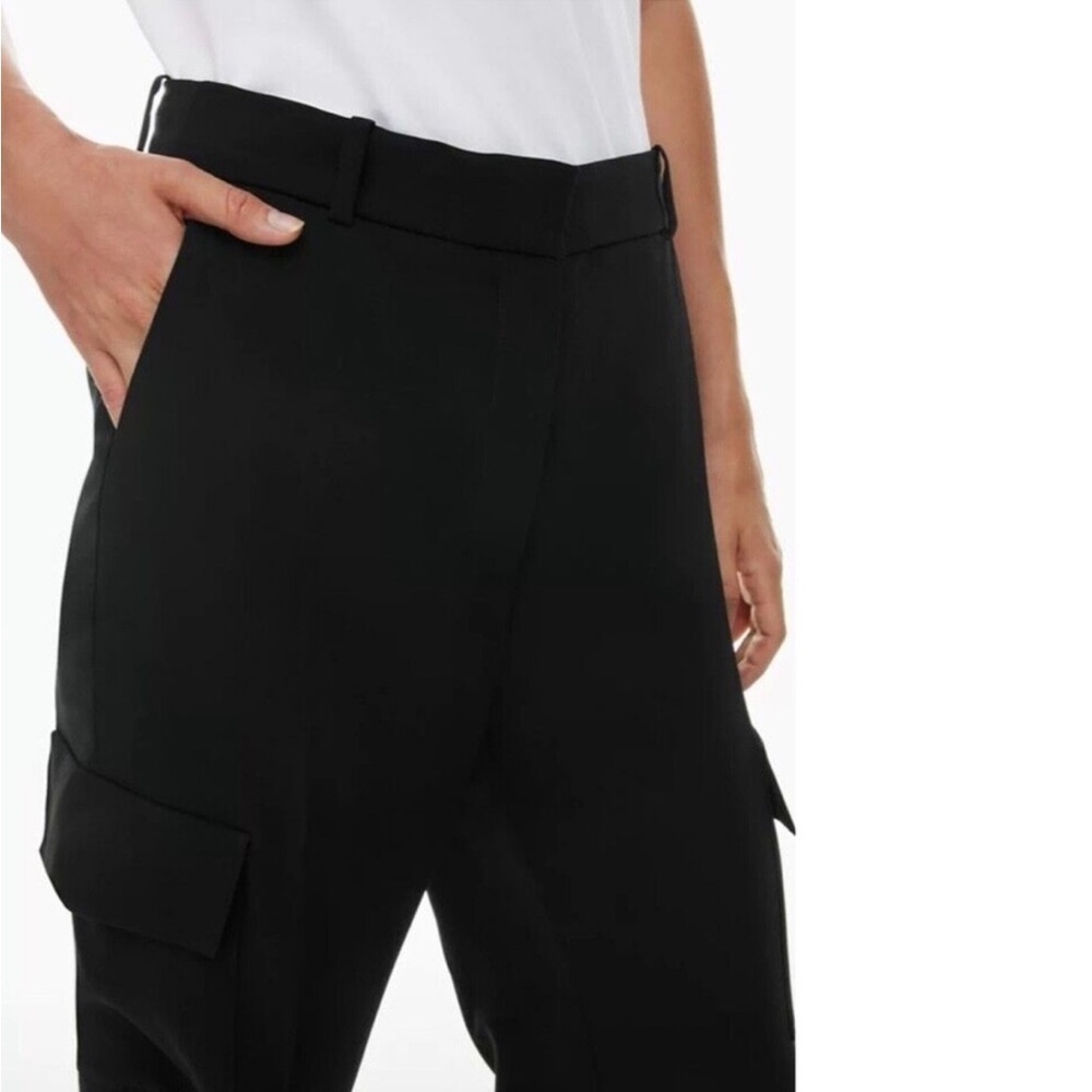 Aritzia Babaton Refined Satin Cargo Career Officewear Trouser Pant Black size 00 - Picture 6 of 10
